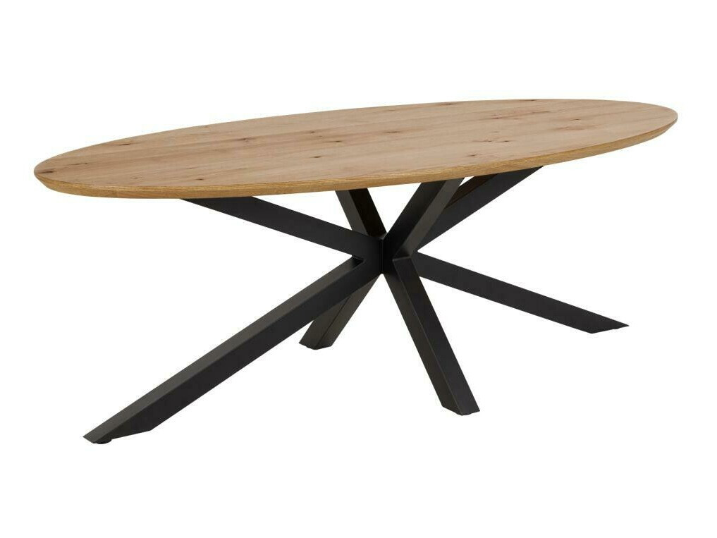 Asztal Oakland 885, Fekete, Vad tölgy, 75.5x100x220cm, Közepes sűrűségű farostlemez, Természetes fa furnér, Fém