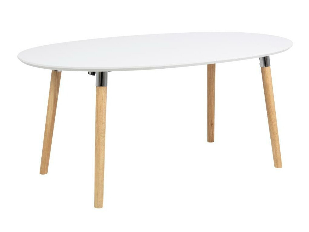 Asztal Oakland 136, Fehér, Fényes fa, 74x100x170cm, Hosszabbíthatóság, Közepes sűrűségű farostlemez, Váz anyaga