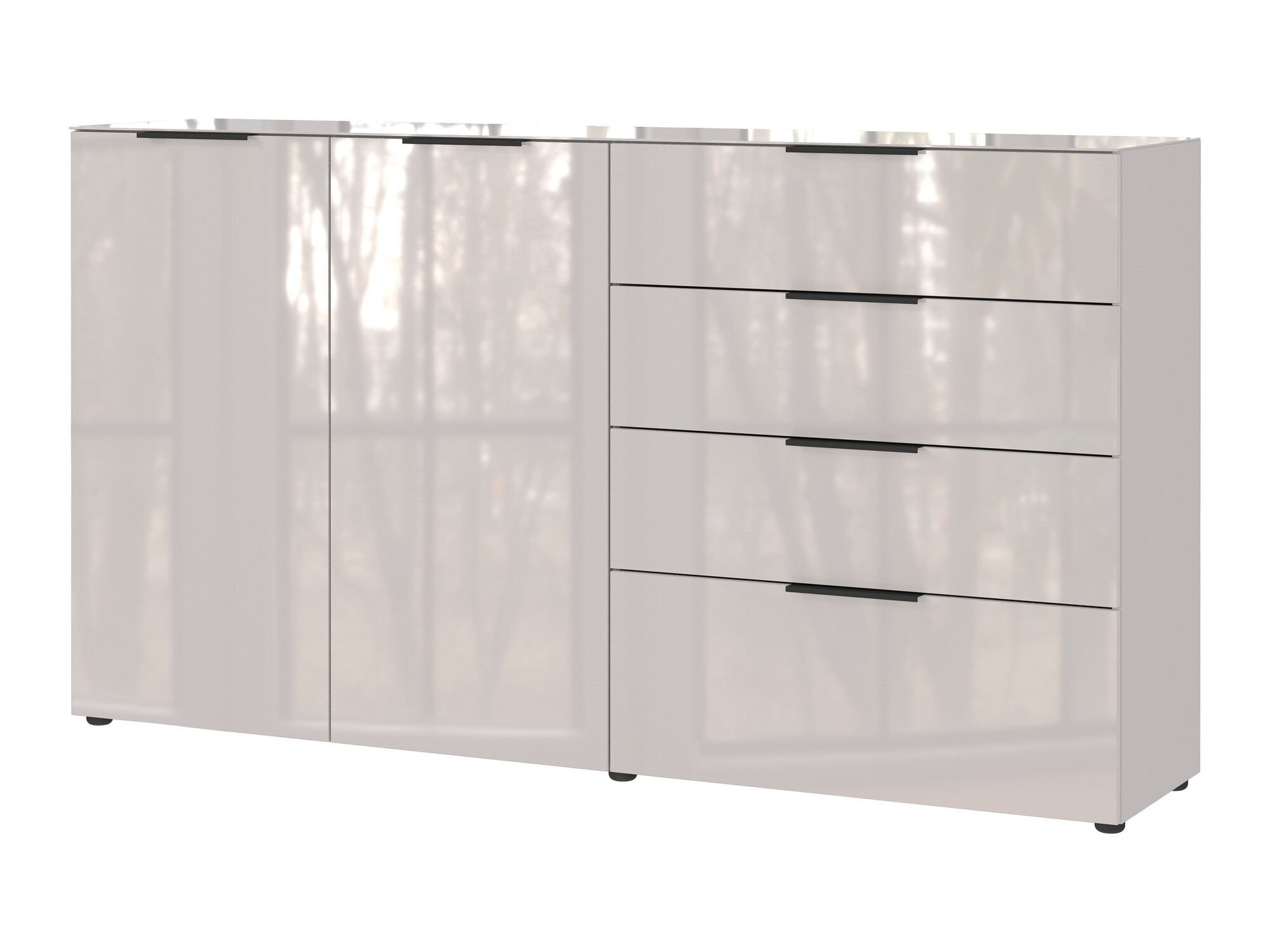 Komód Sacramento 302, Krém, Fényes krém, 101.7x184x41.9cm