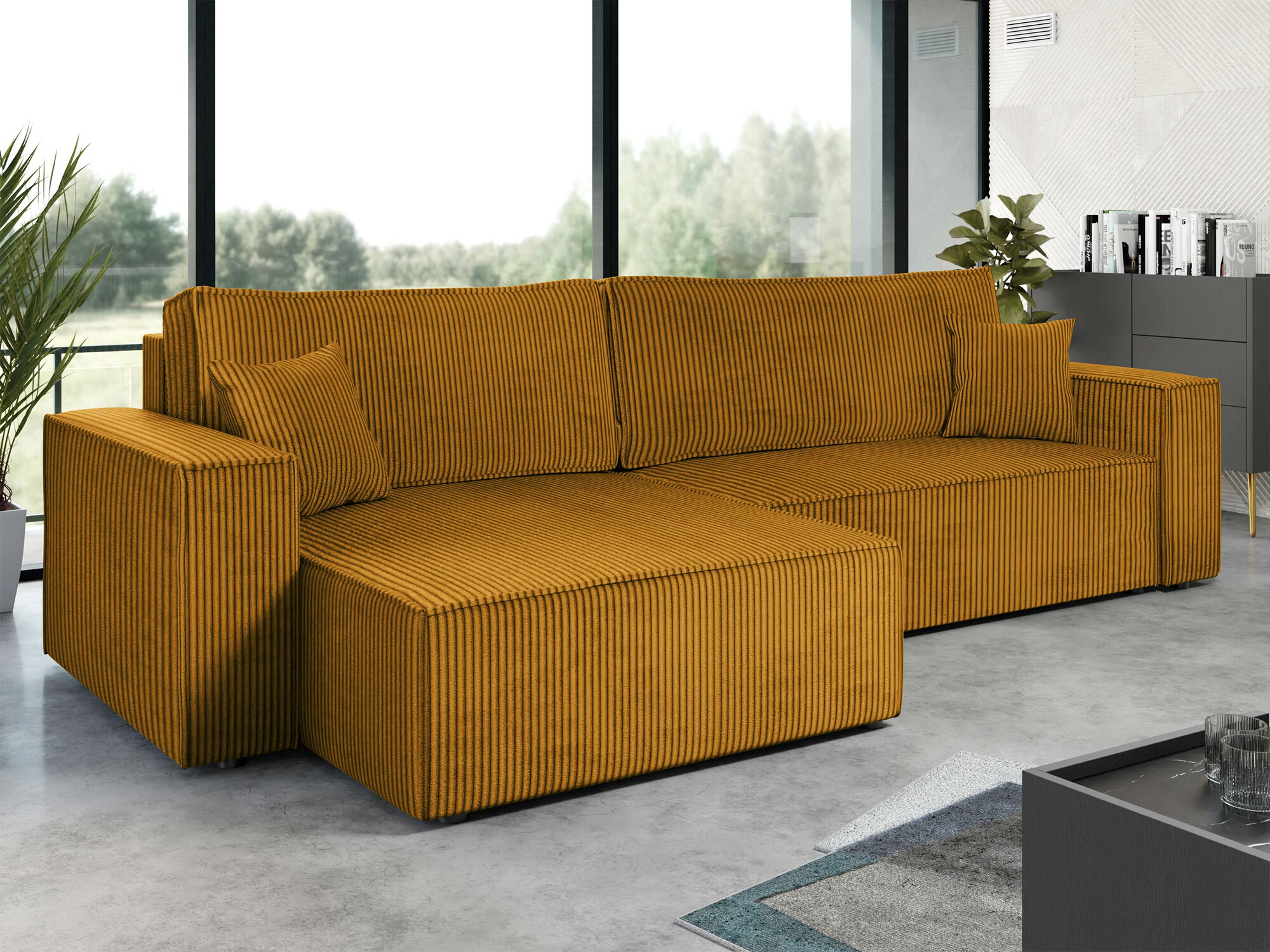 Sarokkanapé Shelton 107, Ágyneműtartó, 82x272x145cm, Lábak: Műanyag