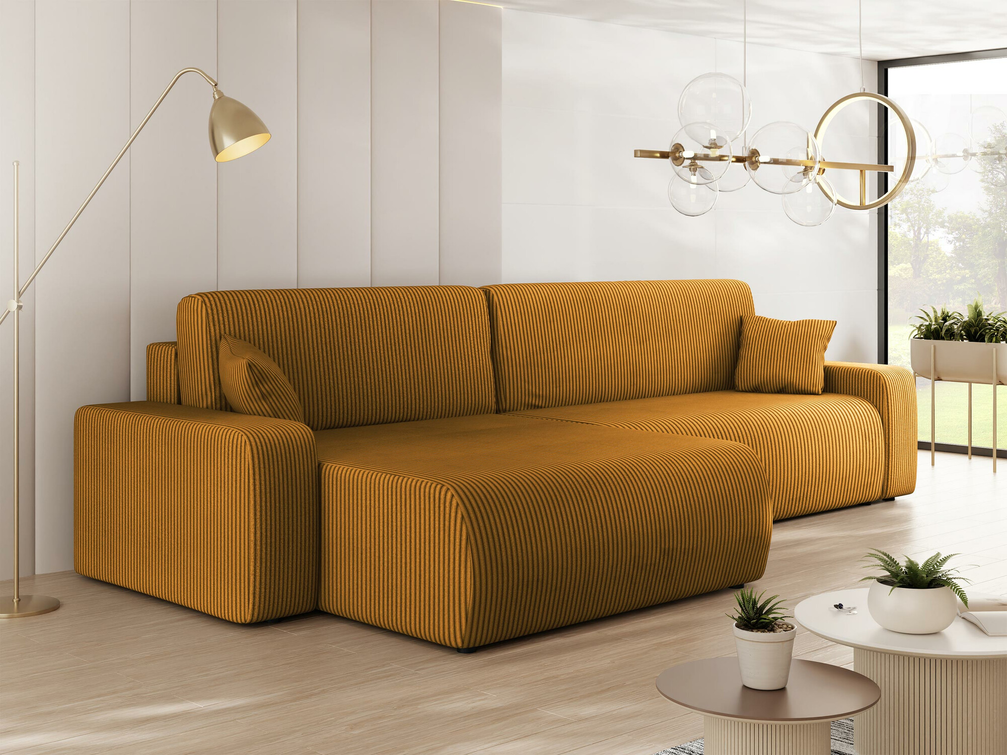 Sarokkanapé Shelton 108, Ágyneműtartó, 82x274x92cm, Lábak: Műanyag