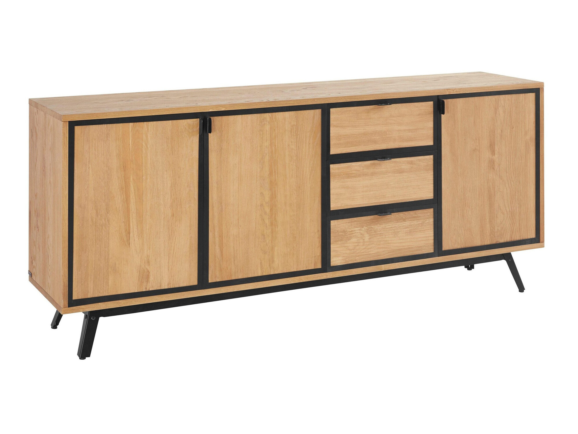 Komód Denton 1357, Fényes fa, Fekete, 76x180x40cm