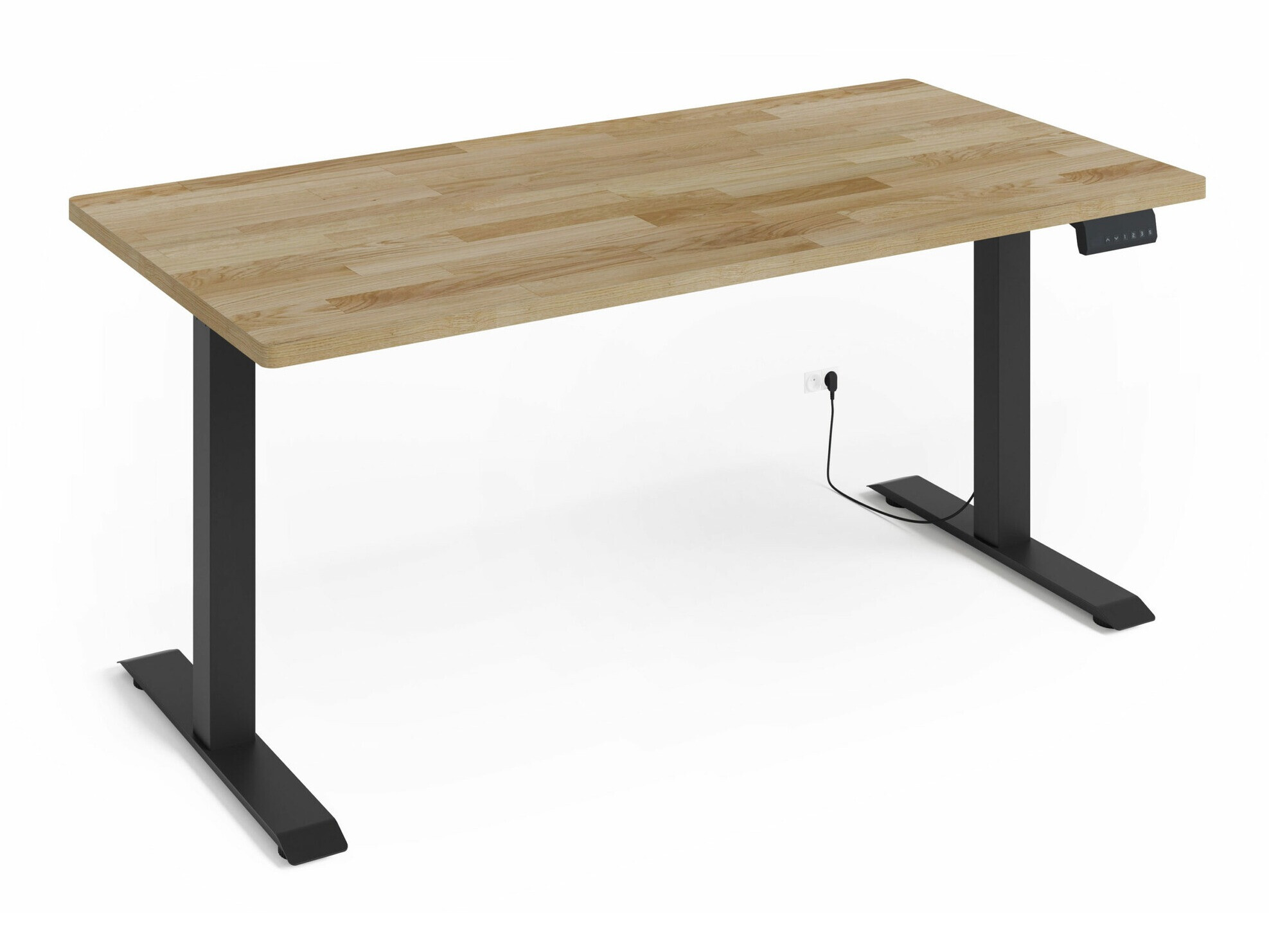 Állítható magasságú íróasztal Buffalo 187, Állítható magasság, Elektromos, 72x160x80cm, Tölgy, Fekete
