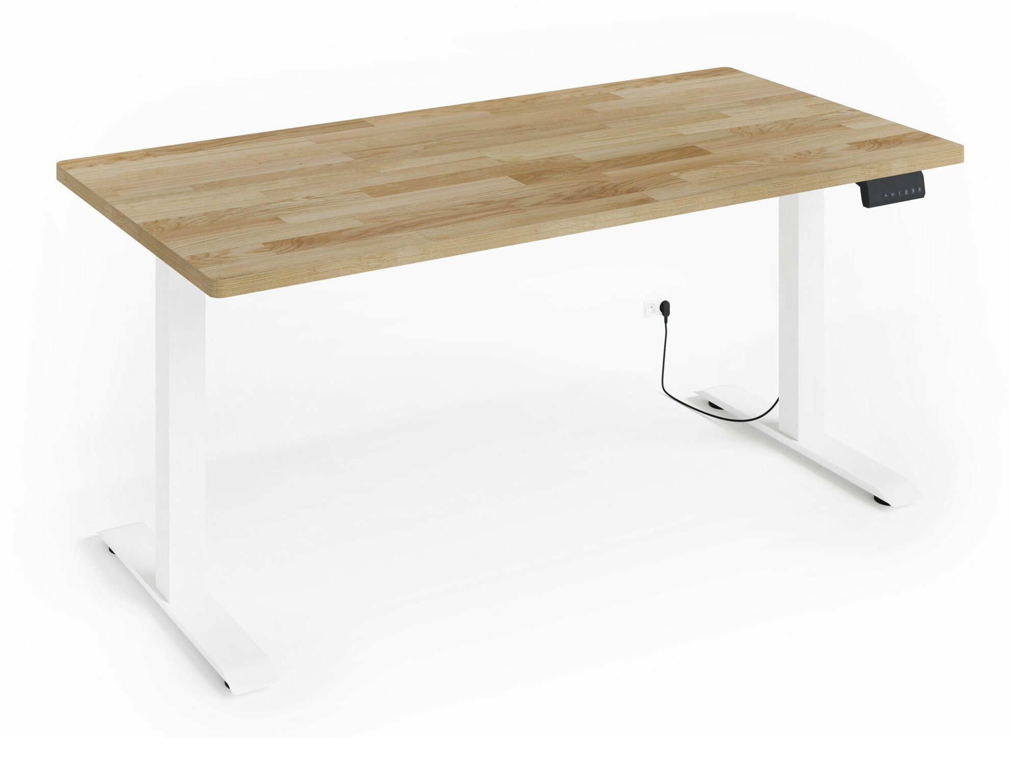 Állítható magasságú íróasztal Buffalo 187, Állítható magasság, Elektromos, 72x160x80cm, Tölgy, Fehér