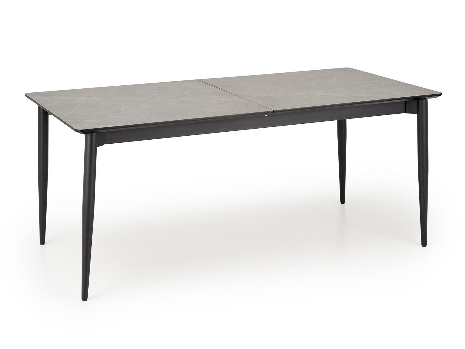 Asztal Houston 1841, Szürke márvány, Fekete, 76x90x180cm, Hosszabbíthatóság, Közepes sűrűségű farostlemez, Fém