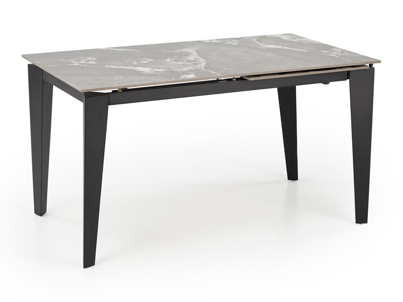Asztal Houston 1842, Szürke márvány, Fekete, 76.5x81x141cm, Hosszabbíthatóság, Szinterezett kő, Fém
