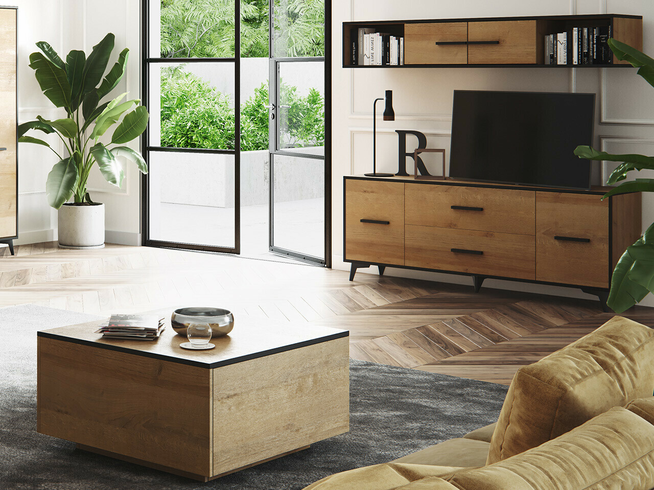 Nappali szett Parma D117, Riviera tölgy, Lábak: Műanyag,Fenyő