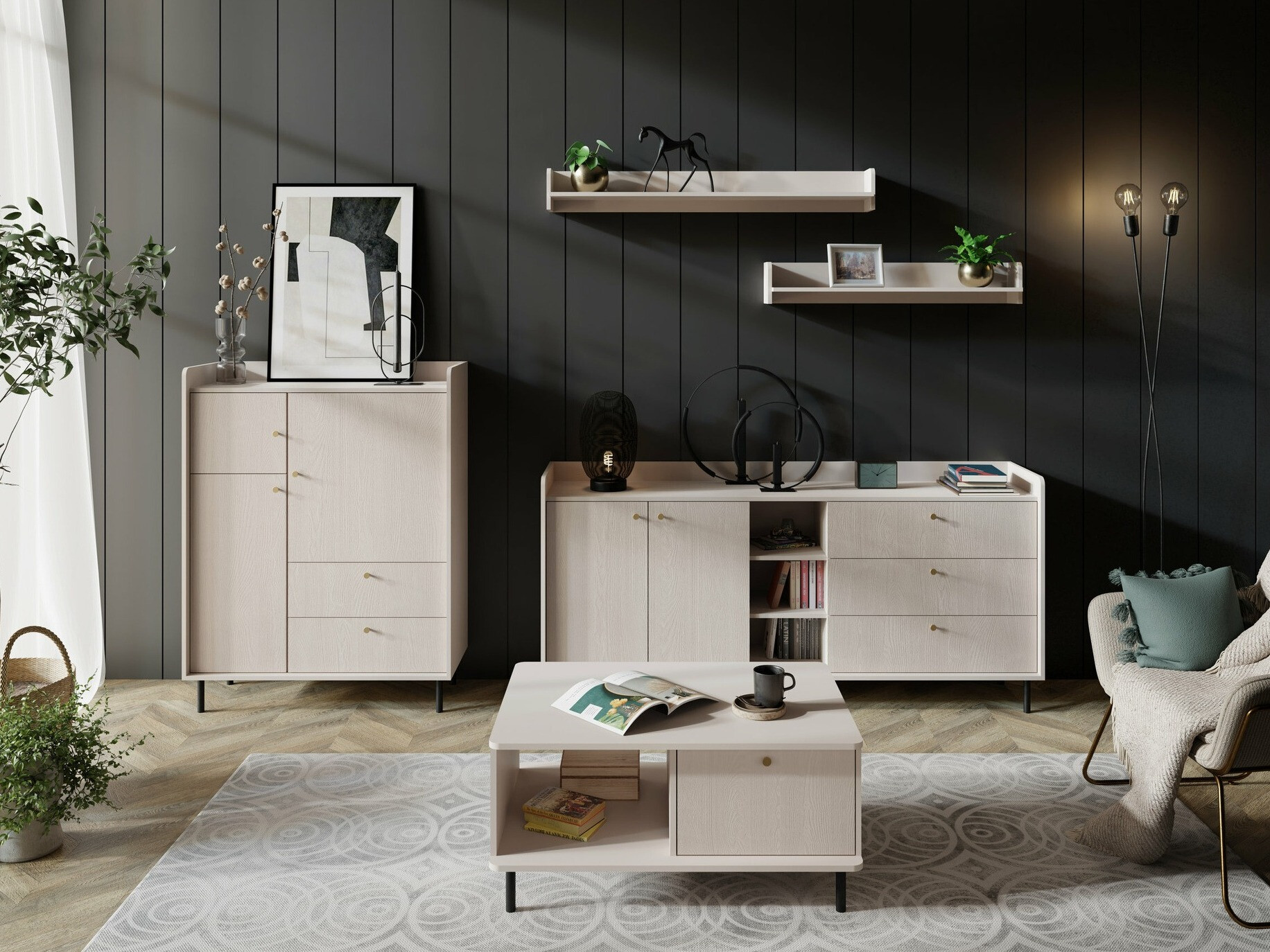 Nappali szett Omaha Z111, Világosbarna, Lábak: Fém