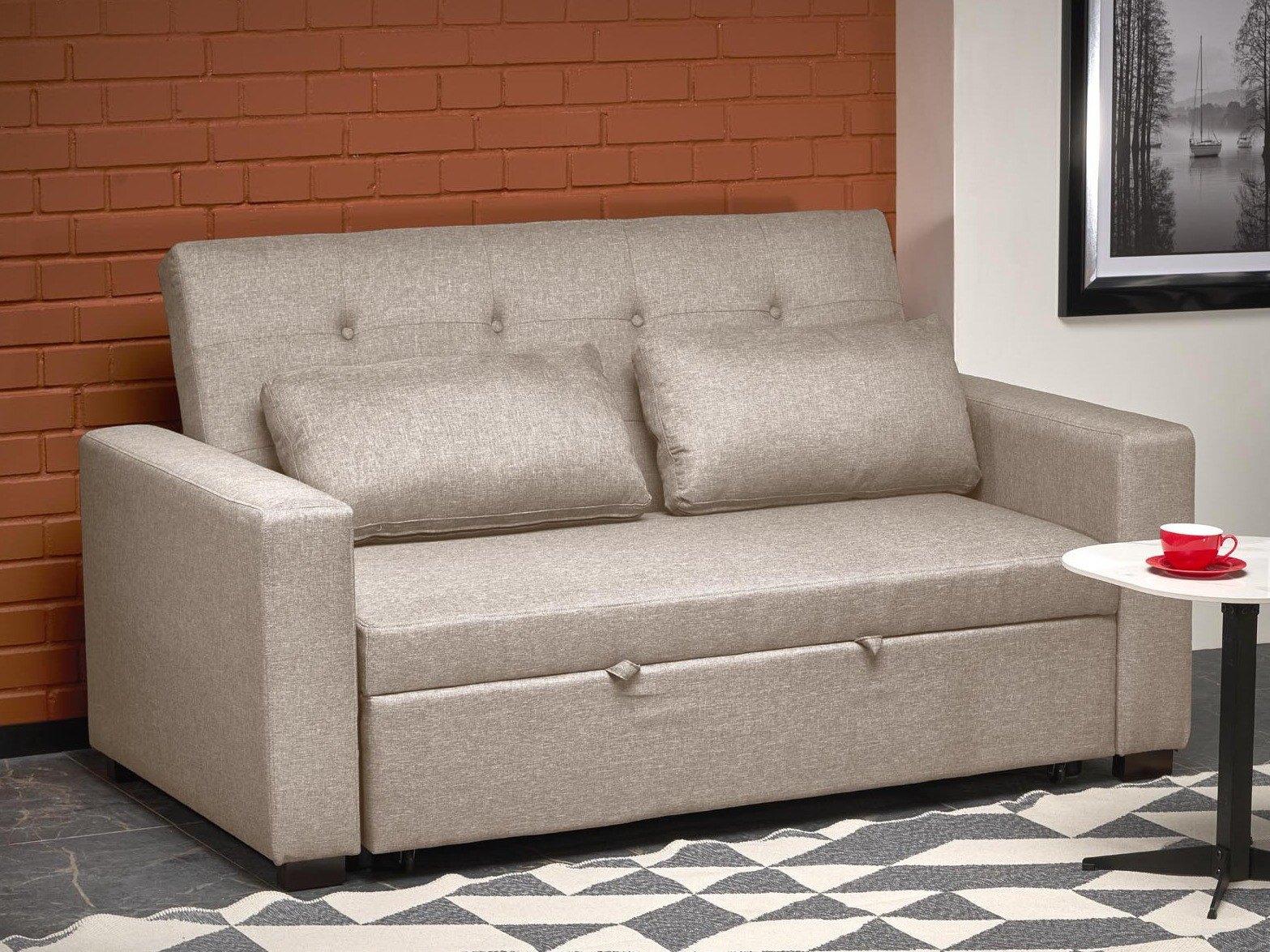 Kanapéágy Houston 1847, Beige, 93x170x90cm, Lábak: Műanyag