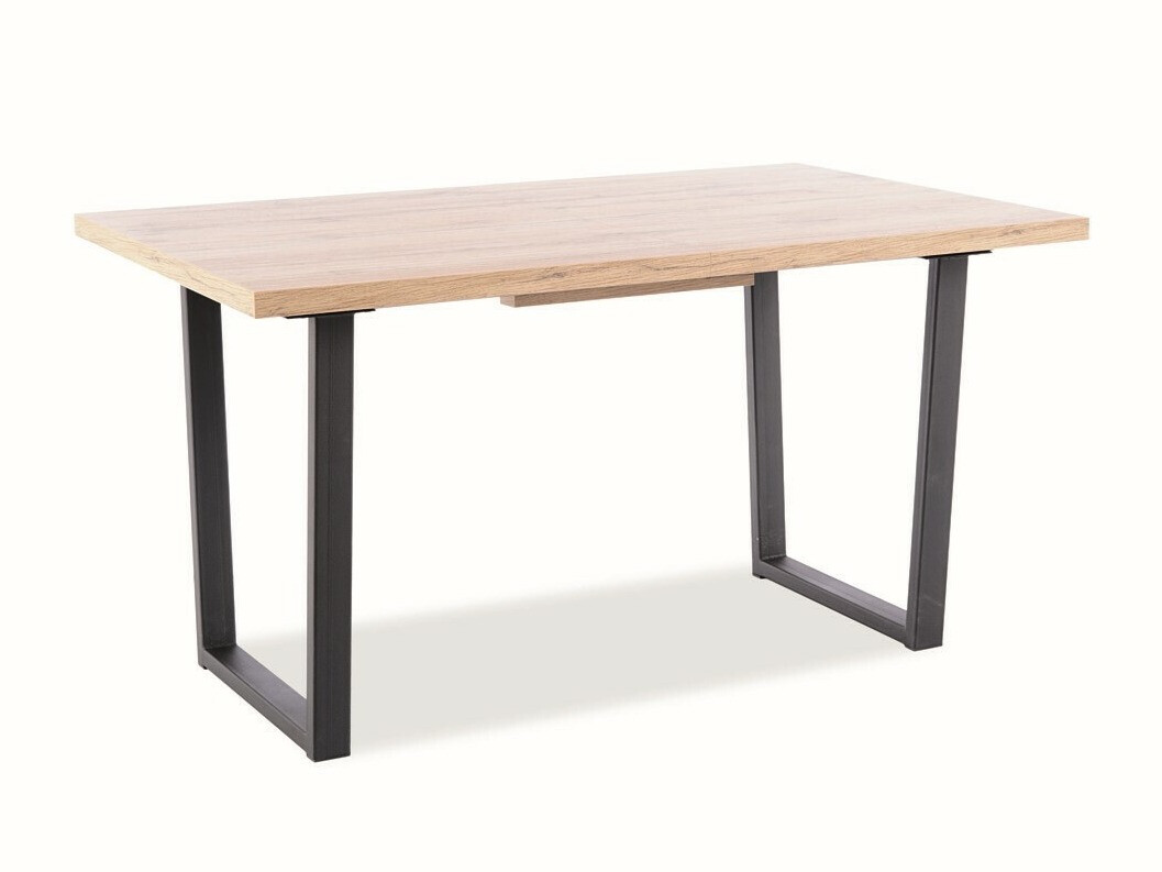 Asztal Detroit 561, Artisan tölgy, Fekete, 76x85x140cm, Hosszabbíthatóság, Közepes sűrűségű farostlemez, Fém