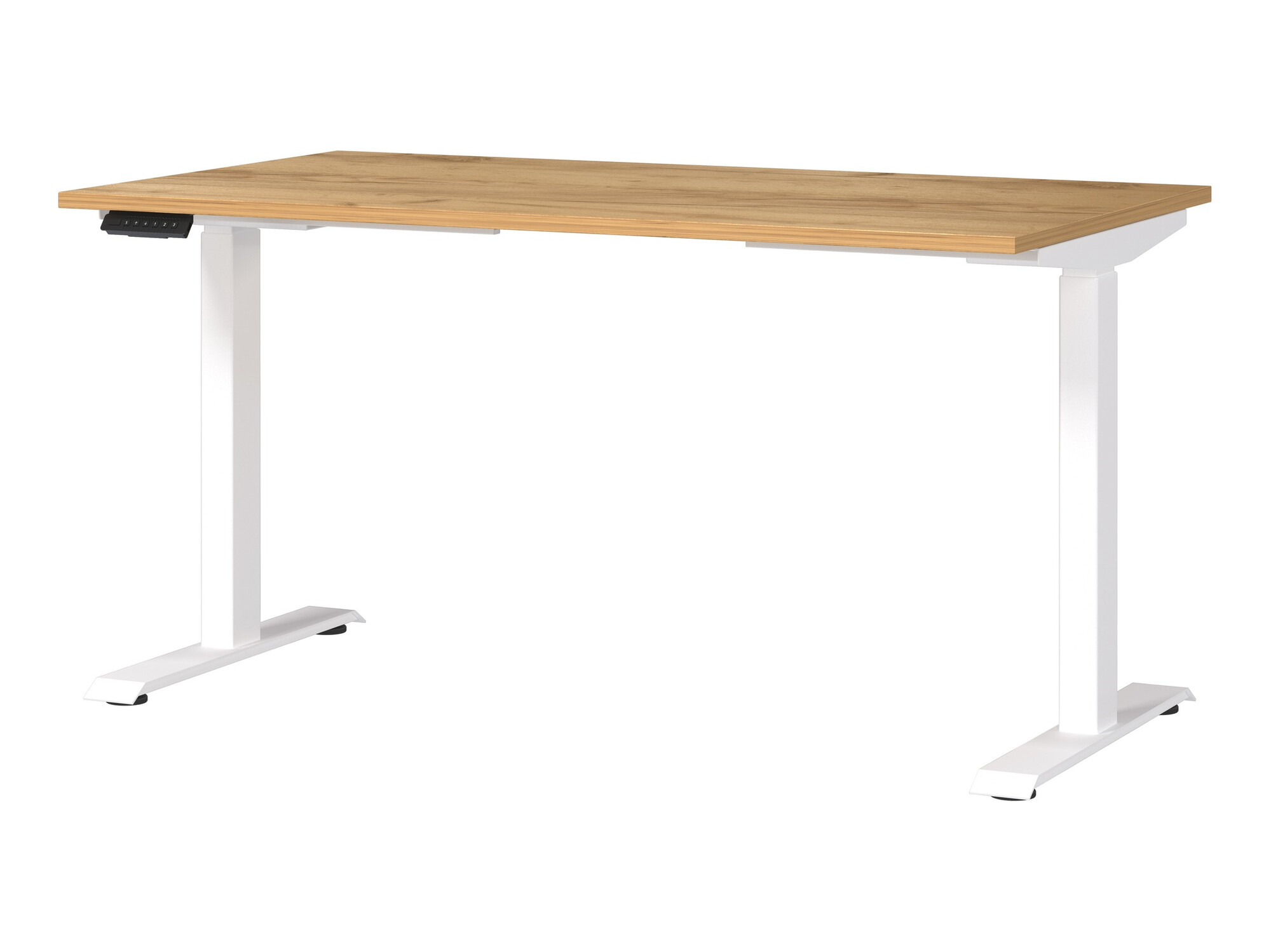 Állítható magasságú íróasztal Sacramento 415, Elektromos, Állítható magasság, 72.1x140x80cm, Navarra tölgy, Fehér