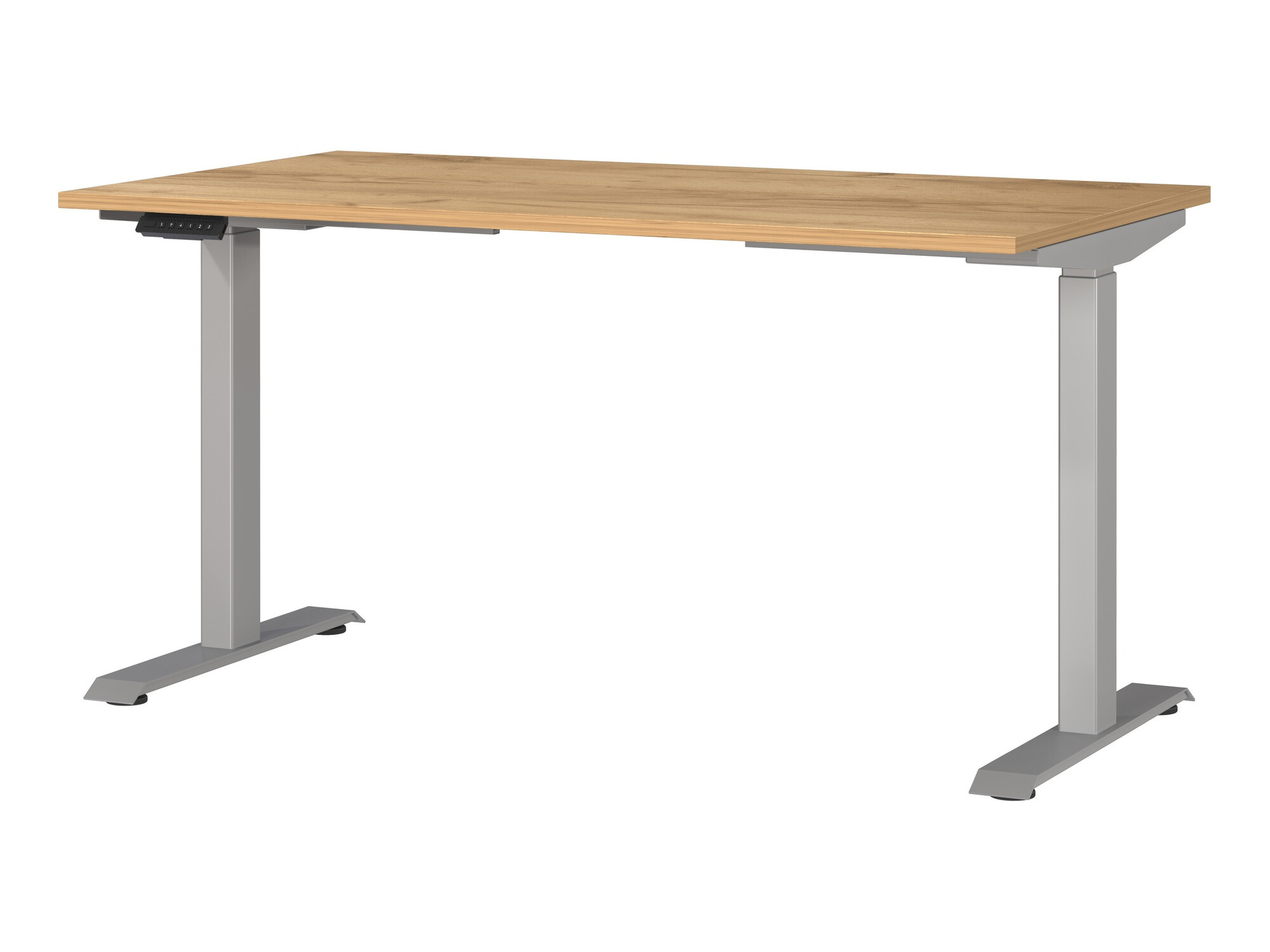 Állítható magasságú íróasztal Sacramento 415, Elektromos, Állítható magasság, 72.1x140x80cm, Ezüst, Navarra tölgy