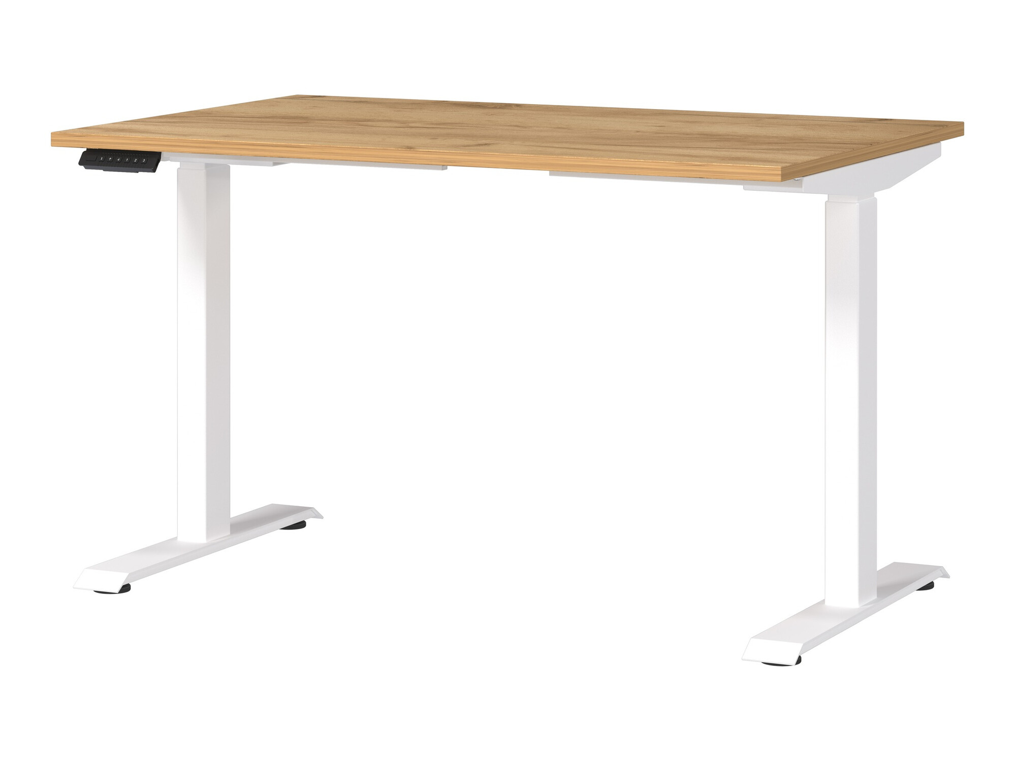 Állítható magasságú íróasztal Sacramento 417, Elektromos, 72.1x120x80cm, Fehér, Navarra tölgy