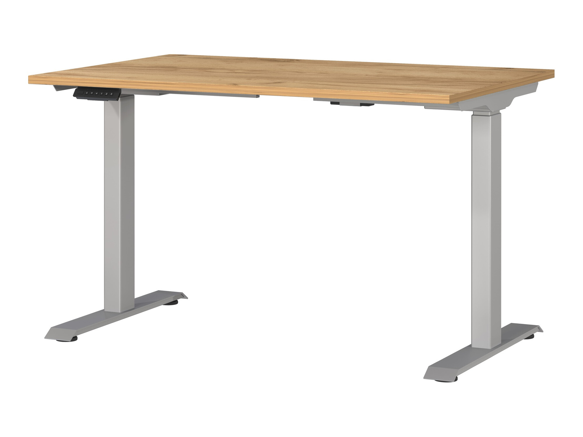 Állítható magasságú íróasztal Sacramento 417, Elektromos, 72.1x120x80cm, Navarra tölgy, Ezüst