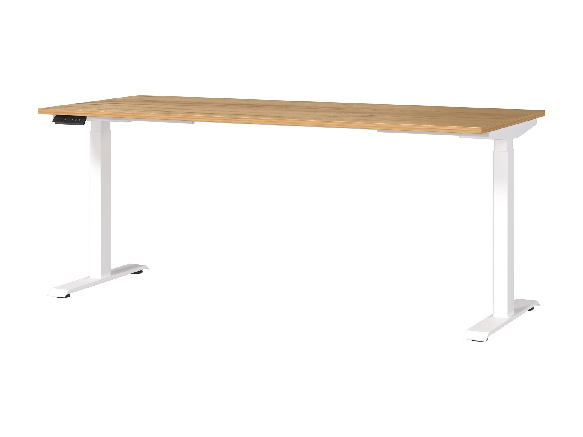 Állítható magasságú íróasztal Sacramento 418, Elektromos, Állítható magasság, 72.1x180x80cm, Navarra tölgy, Fehér