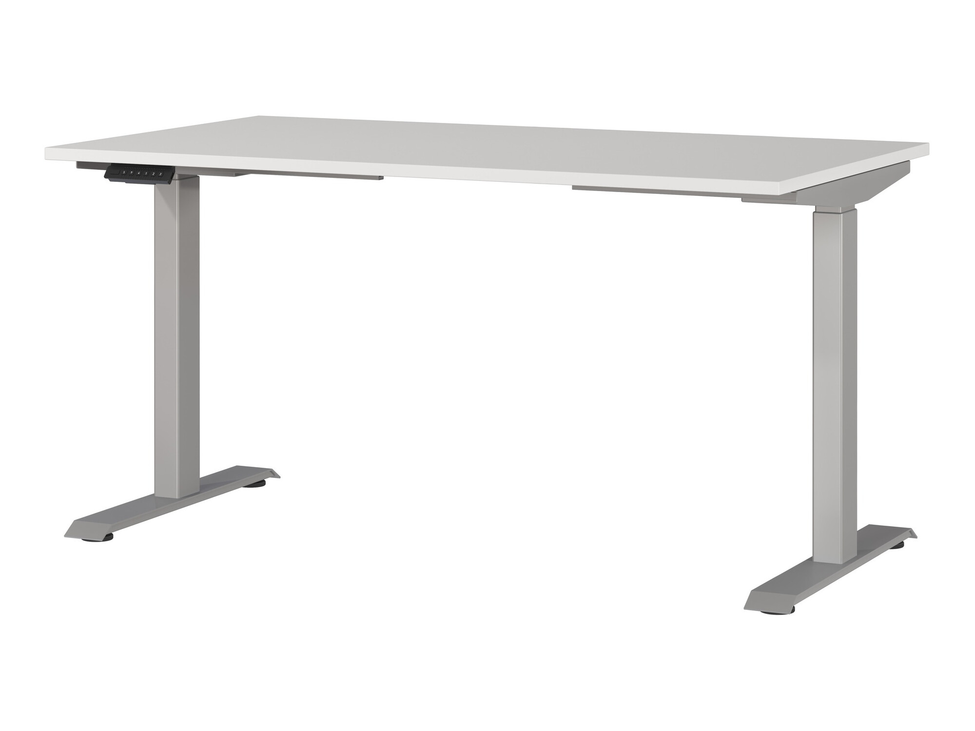 Állítható magasságú íróasztal Sacramento AL119, Állítható magasság, Elektromos, 72.1x140x80cm, Ezüst, Világosszürke
