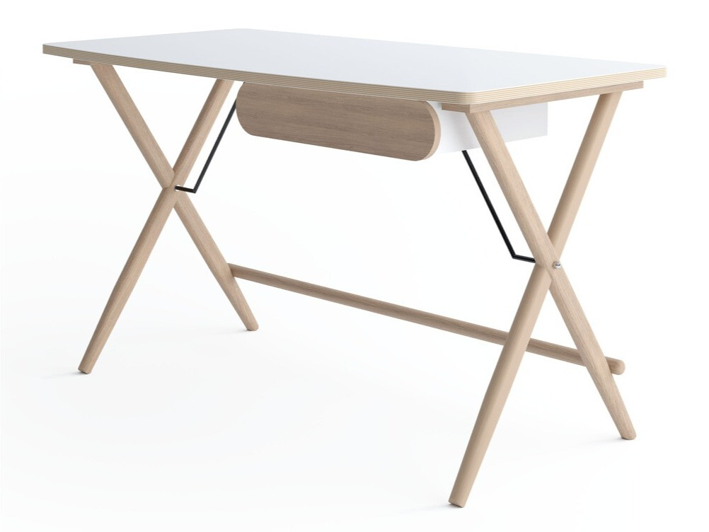 Íróasztal Fresno 157, Fiókos, 77x135x67cm, Tölgy, Fehér