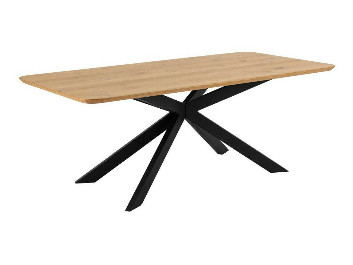 Asztal Oakland 1082, Tölgy, 75x100x200cm, Fa, Természetes fa furnér, Fém