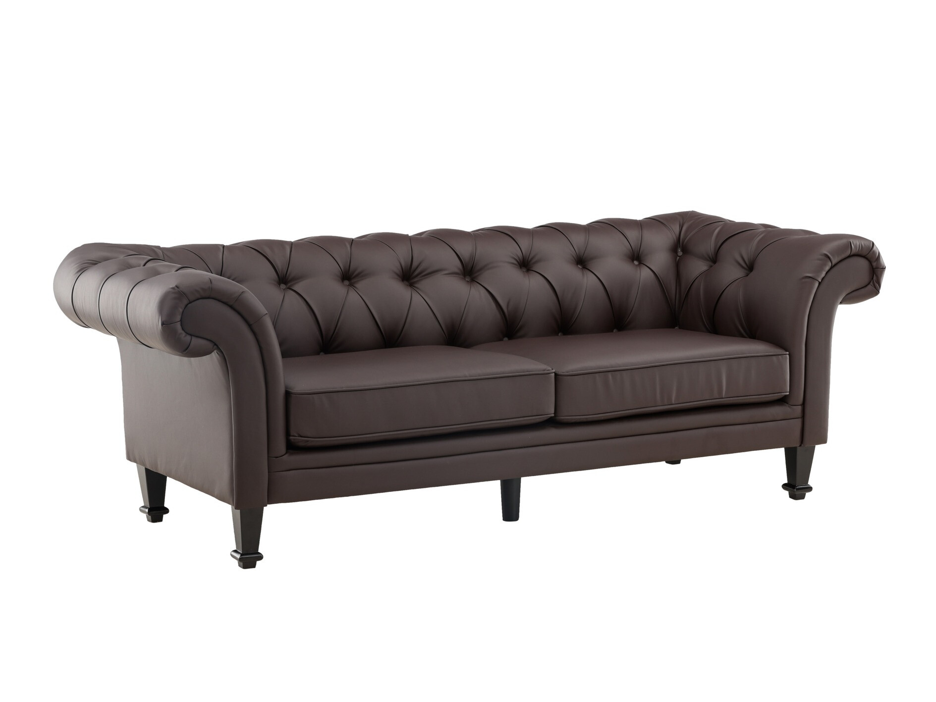Chesterfield kanapé Dallas 4528, Sötét barna, 76x226x95cm, Lábak: Fa,Kaucsuk