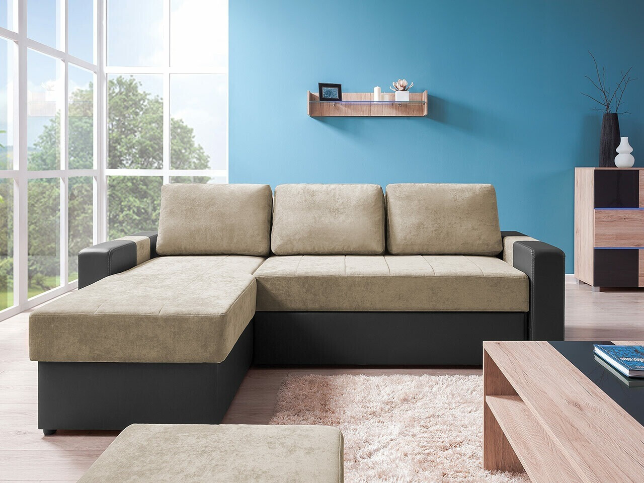 Sarokkanapé Providence 175, Ágyneműtartó, 82x234x156cm, Lábak: Műanyag