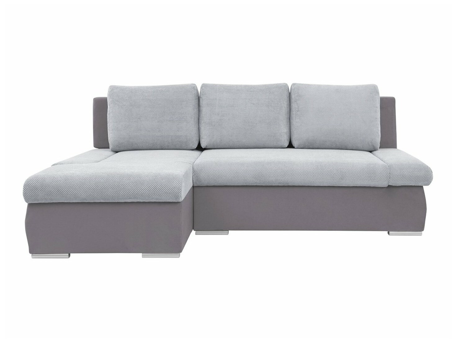 Sarokkanapé Boston 593, Ágyneműtartó, Szürke, 90x235x144cm, Lábak: Műanyag