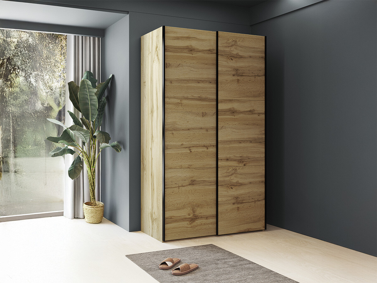 Gardróbszekrény Austin 342, Wotan tölgy, 211x120x64cm, Szekrényajtók: Tolóajtók,Ajtók száma