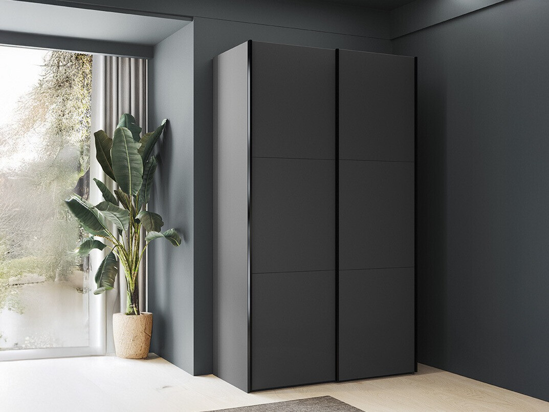 Gardróbszekrény Austin 342, Fekete, 211x120x64cm, Szekrényajtók: Tolóajtók,Ajtók száma