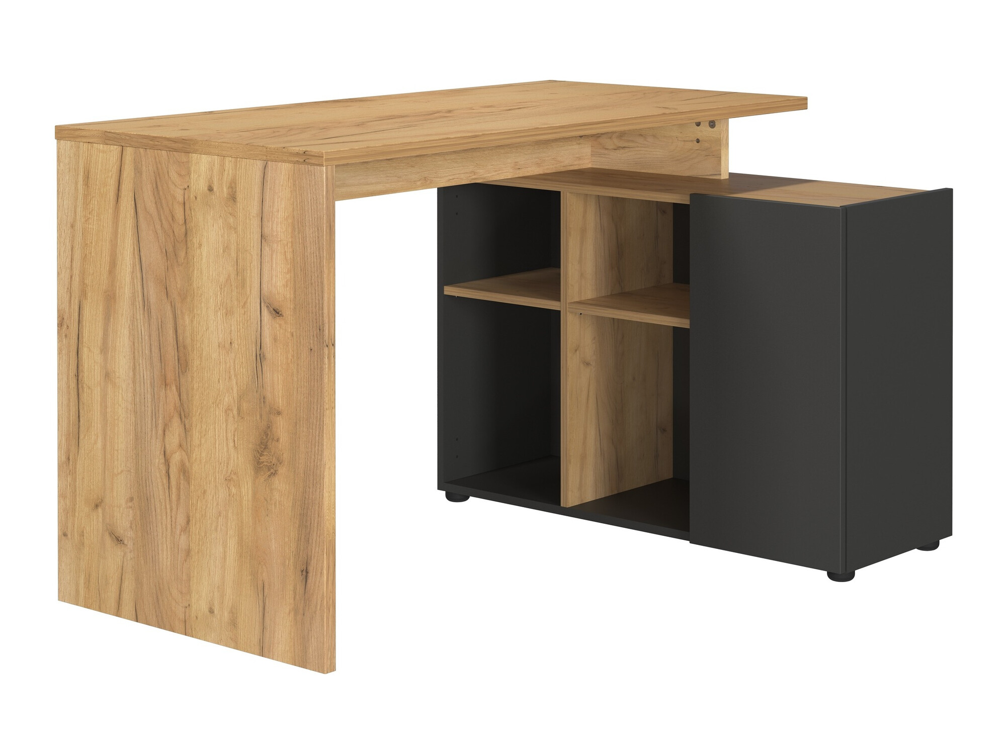 Sarok íróasztal Sacramento CF101, Szögletes, 75.3x120x90cm, Navarra tölgy, Grafit