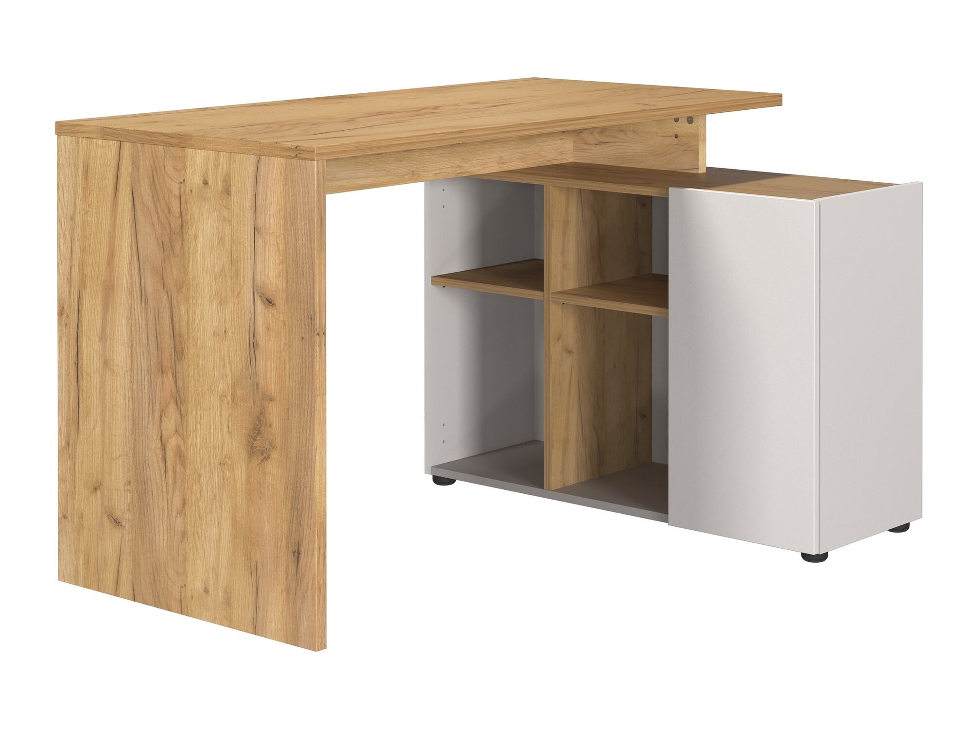 Sarok íróasztal Sacramento CF101, Szögletes, 75.3x120x90cm, Navarra tölgy, Kasmír