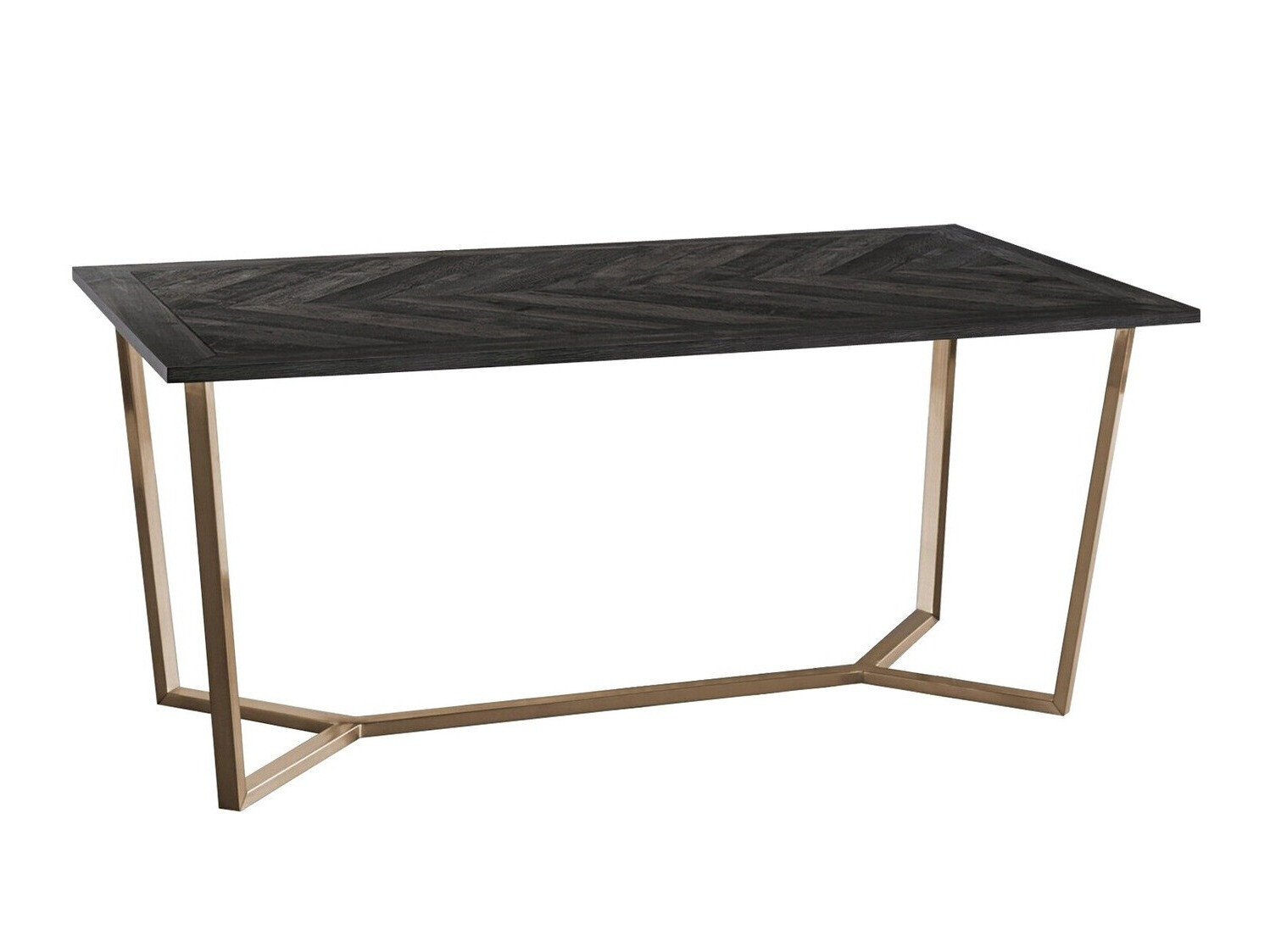 Asztal Denton 918, Sötét barna, Aranysárga, 76x90x175cm, Közepes sűrűségű farostlemez, Fém